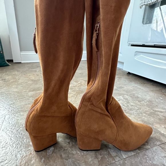 Brown Suede Knee-High Boots - Picture 1 of 8